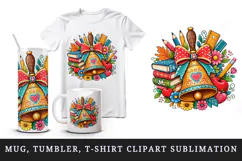 Back to school tumbler, mug wrap, clipart sublimation design Product Image 1