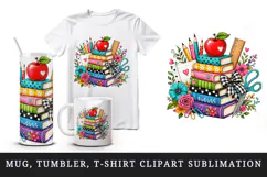 Back to school tumbler, mug wrap, clipart sublimation design Product Image 1
