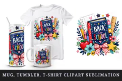 Back to school tumbler, mug wrap, clipart sublimation design Product Image 1