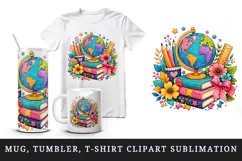 Back to school tumbler, mug wrap, clipart sublimation design Product Image 1