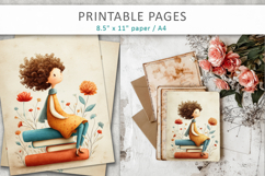 Vintage Children Illustration, antique paper design Product Image 6