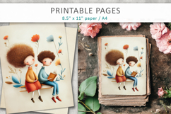 Vintage Children Illustration, vintage back to school Product Image 3