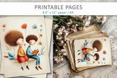 Vintage Children Illustration, vintage back to school Product Image 5