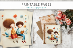 Vintage Children Illustration, vintage back to school Product Image 6