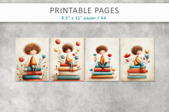 Vintage Children Illustration, school themed printable Product Image 2