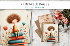 Vintage Children Illustration, school themed printable Product Image 5