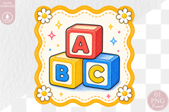 Back to School PNG, ABC Blocks Sublimation Design Product Image 1