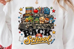 Back to School PNG Camo School Bus, Cute Animal First Day of Product Image 2