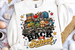 Back to School PNG Camo School Bus, Cute Animal First Day of Product Image 4