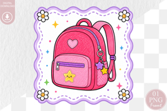 Back to School PNG, Cute Backpack Sublimation Design Product Image 1