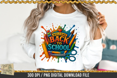 Welcome Back to School is a professional design that is available at 300dpi PNG to use for Sublimation, iron-on transfer, DTG Printing and normal printing.