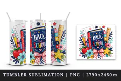 Back to school tumbler, mug wrap, clipart sublimation design Product Image 4