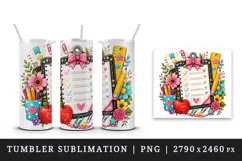Back to school tumbler, mug wrap, clipart sublimation design Product Image 4