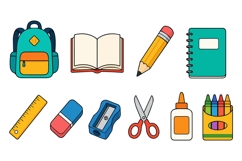 Back to School Supplies Flat Color Vector Icon Pack Product Image 2