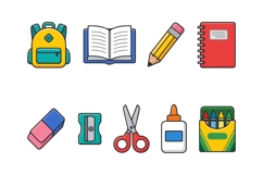 Back to School Supplies Flat Color Icon Pack Product Image 2