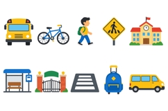 Back to School Transportation and Safety Icon Set Product Image 2
