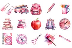 Back To School Watercolor Clipart Bundle set of 23 Elements Product Image 2