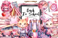 Back To School Watercolor Clipart Bundle set of 23 Elements Product Image 1