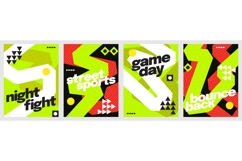 Sports Poster Set with Neon Colors and Geometric Design Product Image 1