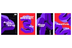 Modern and Trendy Poster Set with 3D Bold and Abstract Shape Product Image 1