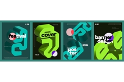 Simple and Abstract Poster Set with 3D Geometric Shapes Product Image 1