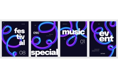 Modern Poster Set with 3D Colorful Curved Lines Product Image 1