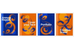 Poster Template Set with 3D Blue and Orange Curved Lines Product Image 1