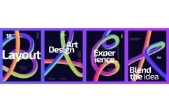 Modern and Minimalist Poster Set with Colorful 3D Wavy Lines Product Image 1