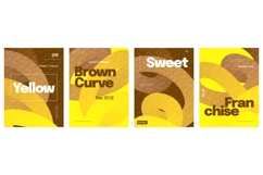 Simple and Minimalist Poster Set with Brown and Yellow Lines Product Image 1