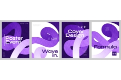 Abstract and Minimalist Poster Set with Curved Purple Lines Product Image 1