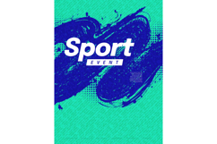 Sport Poster Design with Blue and Cyan Brush Strokes Product Image 1