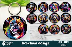 Rainbow dog keychain sublimation bundle | Animal keyring PNG