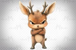 Grumpy Reindeer - Watercolor Animal Clipart PNG Product Image 1