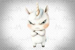 Grumpy Unicorn - Watercolor Fantasy Clipart PNG Product Image 1