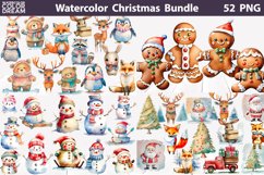 Watercolor Christmas Clipart | Christmas Sublimation Bundle Product Image 1