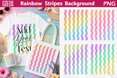 Rainbow Pastel Stripes Background | Wavy Stripe Sublimation Product Image 1