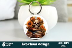 Skull keychain sublimation design | Halloween keychain PNG