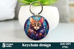 Cat keychain design | Stained glass keychain PNG