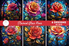 Stained Glass Rose Sublimation I Digital Paper PNG Product Image 1