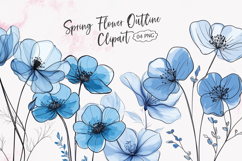 Wildflower hand draw outline clipart PNG Product Image 1