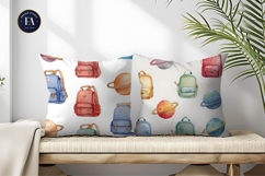 Watercolor Backpacks Shaped Like Tiny Planets Digital Paper Product Image 2