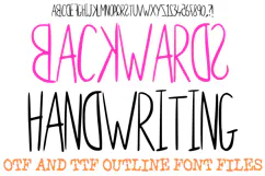 Backwards Handwriting ABC Font Hand Drawn Letters Alphabet OTF TTF by Squeeb Creative
