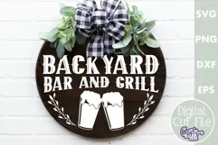 Farmhouse Home Round Sign Svg | Backyard Bar And Grill Product Image 1