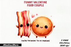 Funny Valentine&#039;s day Food Couple PNG. Product Image 1