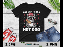 Bad Day To Be A Hot Dog PNG JPG, Funny 4th Of July Raccoon Product Image 2