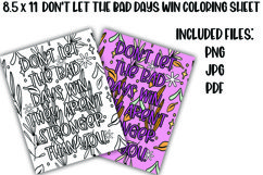 Don't Let the Bad Days Win Floral Coloring Sheet Product Image 1
