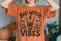 Bad Witch Vibes Skull Hand PNG, Bad Halloween Witch Vibes Product Image 1