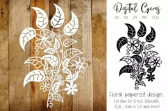 Floral flower paper cut design. SVG / DXF / EPS / PNG Product Image 1