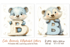 Badger, Cute Animal Alphabet Letters, ABC Printable cards Product Image 1