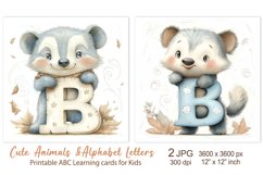 Badger, Cute Animal Alphabet Letters, ABC Printable cards Product Image 1
